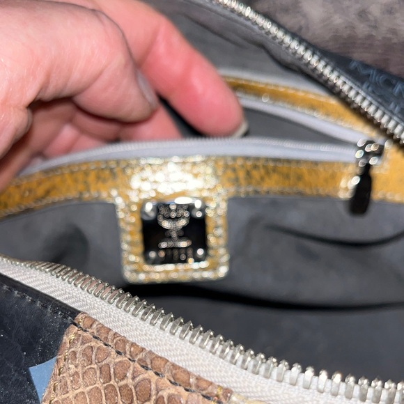 MCM Black and Gold Princess Satchel with Multicolor Accents - Picture 9 of 11